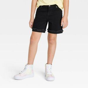 Girls' Cuffed Hem Midi Jean Shorts Cat & Jack Black Medium